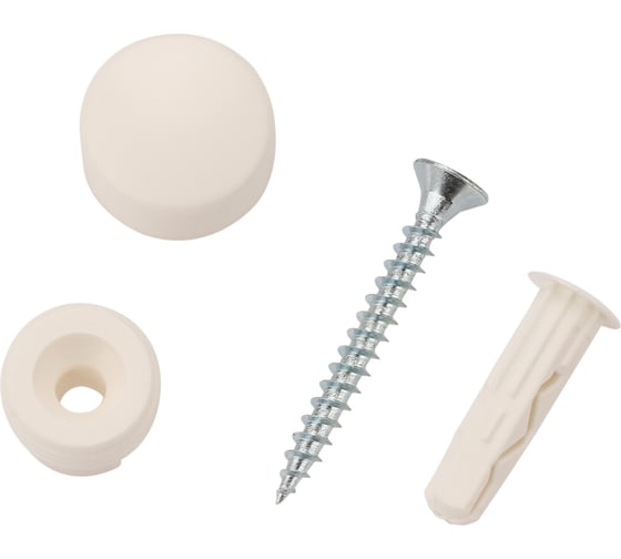 Изображение товара Крепление для зеркала ЕВРОПАРТНЕР белое, гладкое, комплект втулка+колпачек 88017