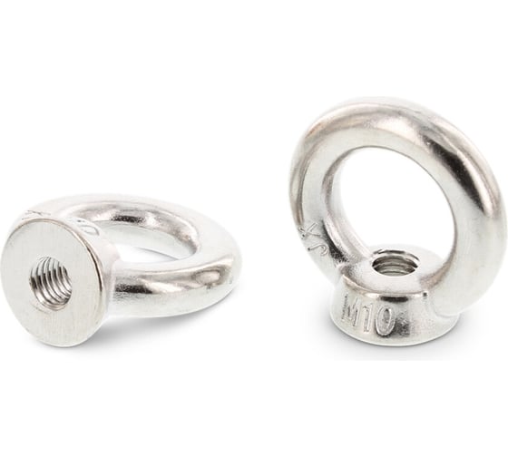 Изображение товара Рым-гайка Metiz-A2, DIN582 М10 А4, нержавеющая обраб. в ковочном штампе, 10 шт. 582410 10