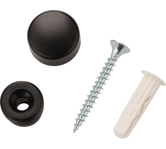 Изображение товара Крепление для зеркала ЕВРОПАРТНЕР черное, гладкое, комплект втулка+колпачок 88015