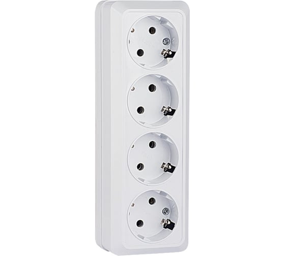 Изображение товара 4-местная розетка EKF Рим 16А с заземлением белая ENR16-328-10