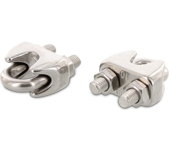 Изображение товара Зажим METIZ-A2 ART.9074 3мм, А4, нержавеющий для троса с двумя гайками, 1 шт. 907443 1