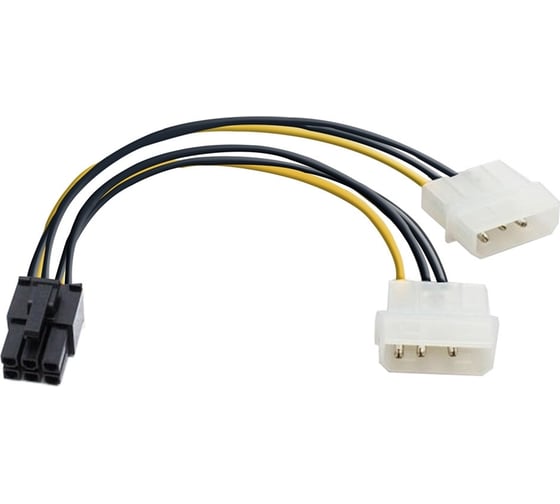 Изображение товара Переходник питания ExeGate PCI-Express 6pin EX-CC-PSU-6 от 2х разъемов Molex IDE блока питания, 0,15м 138937