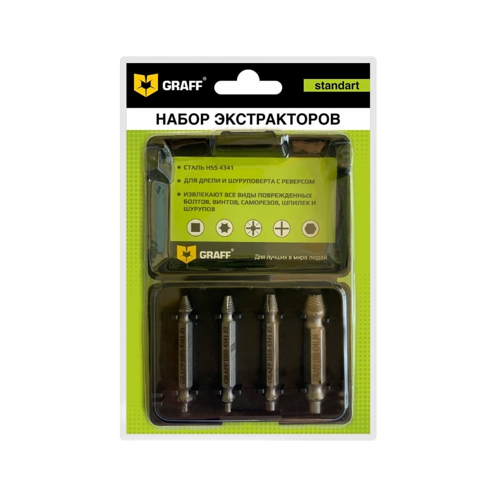 Изображение товара Набор экстракторов GRAFF 4 шт. серии Standart 14401