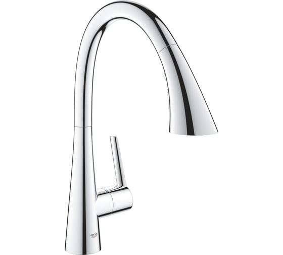 Изображение товара Смеситель для мойки Grohe Zedra с выдвижной лейкой, C-образный излив с 3 режимами струи 32294002
