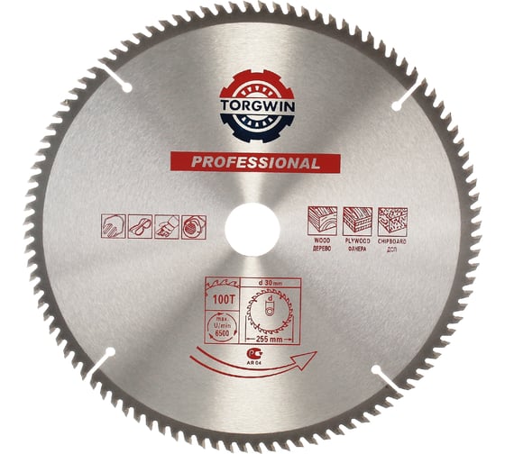 Изображение товара Диск пильный по дереву 255х30 мм, 100Z TORGWIN T557532