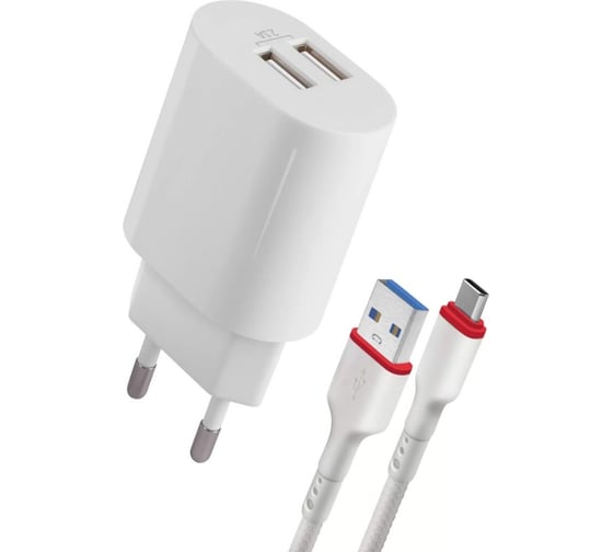 Изображение товара Сетевое зарядное устройство DEFENDER UPC-24 2xUSB, 5V/2.1А, кабель Type-C 83679