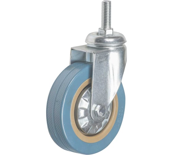 Изображение товара Колесо 100 мм, на штыре М12, поворотное, ПВХ, синее Левша У7-10004