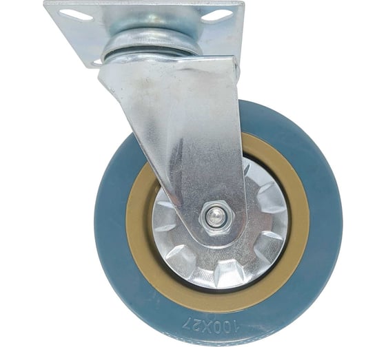 Изображение товара Колесо 100 мм, на площадке, поворотное, ПВХ, синее Левша У7-10002