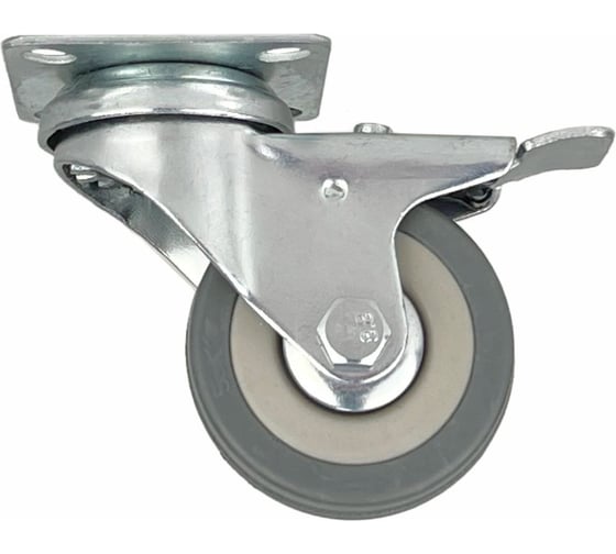 Изображение товара Опора поворотная колесная с тормозом 50x18 мм, резина серая SCgb25 HITCH SZ084836