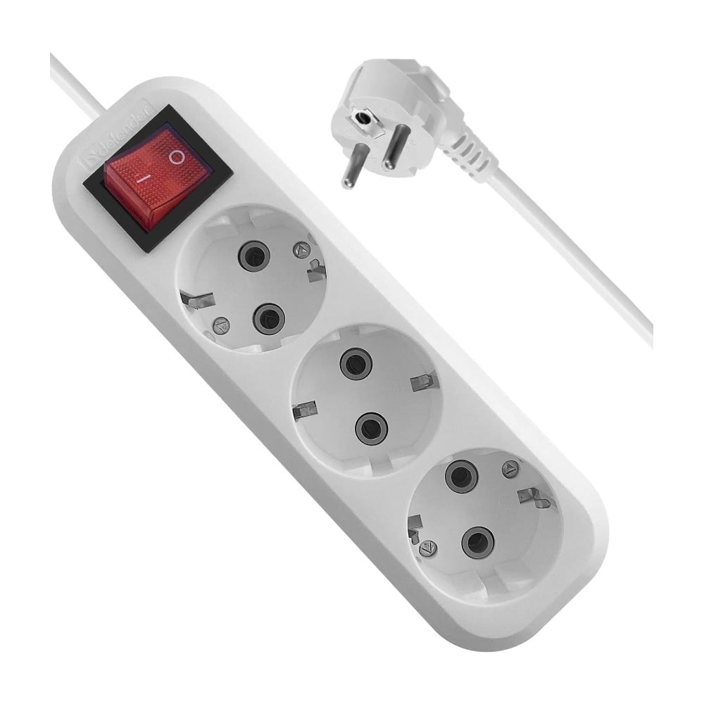 Изображение товара Удлинитель DEFENDER с заземлением L330 16 А 7 м с выключателем