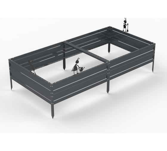 Изображение товара Грядка Металекс Metalex серия KitGarden 2x1 х 0.3 м. Серая / 114029
