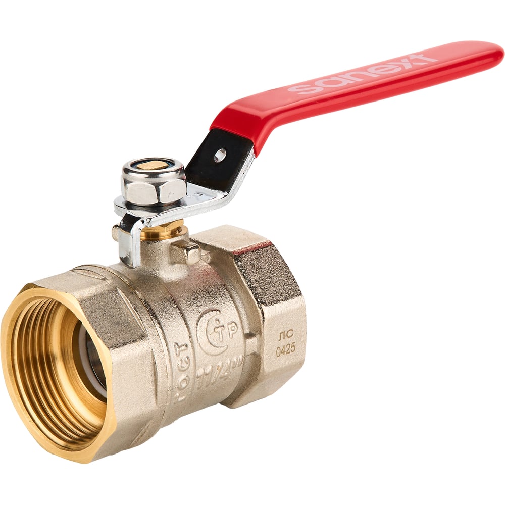 Изображение товара Шаровый кран SANEXT ГОСТ 32 мм PN40 рычаг прямой никелированная латунь