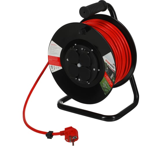 Изображение товара Удлинитель силовой STARWIND ST-PSR4.40/G-20 3x2.5кв.мм 4розет. 40м ПВС 20A катушка оранжевый 1781657