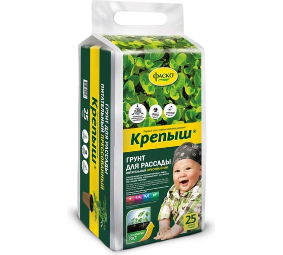 Изображение товара Прессованный грунт для рассады Фаско Крепыш 25 л Тп0101КРЕ05