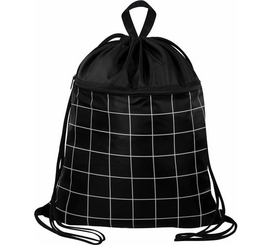 Изображение товара Мешок для обуви BRAUBERG Большой, с ручкой, карман на молнии, сетка, 49x41 см, Checkered 272404