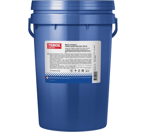 Изображение товара Моторное масло TEBOIL Super HPD 10W-30 Ведро 20л TZK вес нетто 17 кг 3465165