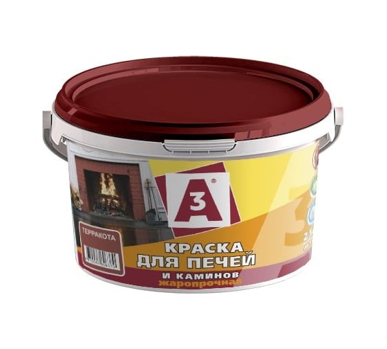 Изображение товара Водно-дисперсионная краска для печей и каминов А3 красно-коричневая, 2,5 кг 028819597