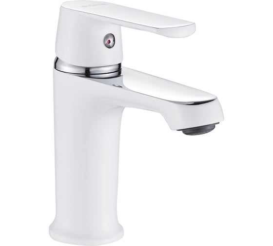 Изображение товара Смеситель для умывальника OUTE белый, латунь, высота 140 мм, крепление на гайке, керамический картридж T20901K