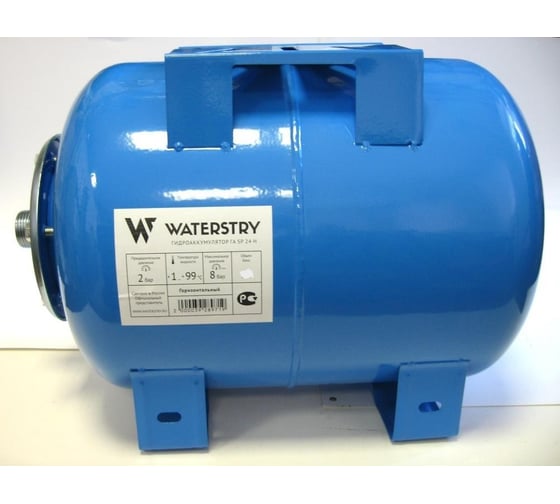 Изображение товара Гидроаккумулятор ГA SP 50 H горизонтальный, фланец - оцинк., макс 10 бар, раб. 8 бар, WATERSTRY SPV050HPSS
