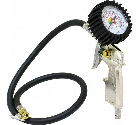 Изображение товара Пистолет для подкачки колес МаякАвто с манометром, длинный шланг /1/10/20_ м0302