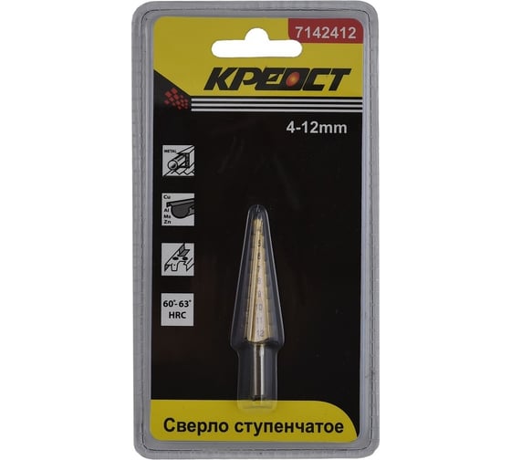 Изображение товара Сверло ступенчатое по металлу 4-12 мм Креост 7142412