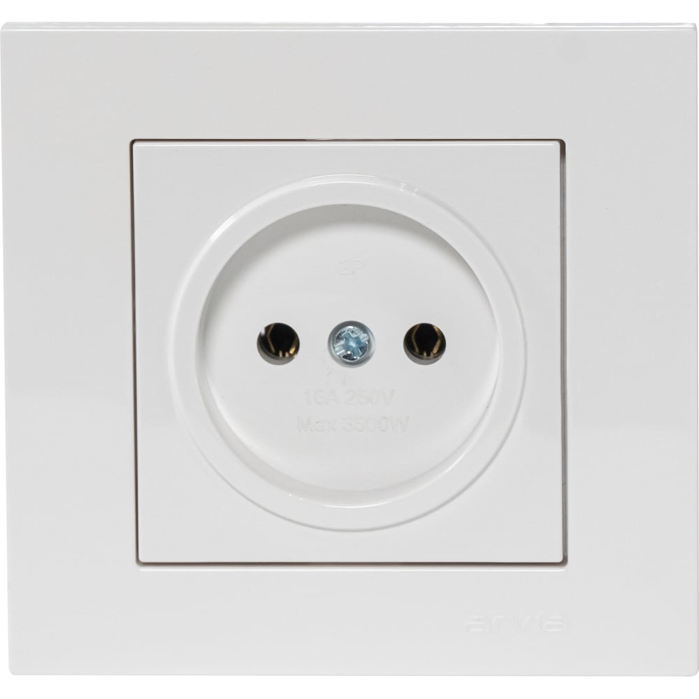 Изображение товара Розетка Arvia Electric без заземления белая модульная встраиваемая