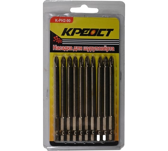 Изображение товара Насадка для шуруповерта PH2, 90 мм, 10 шт Креост K-PH2-90
