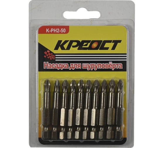 Изображение товара Насадка для шуруповерта PH2, 50 мм, 10 шт Креост K-PH2-50