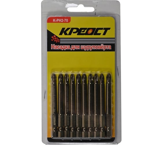 Изображение товара Насадка для шуруповёрта PH2, 70 мм, 10 шт Креост K-PH2-70