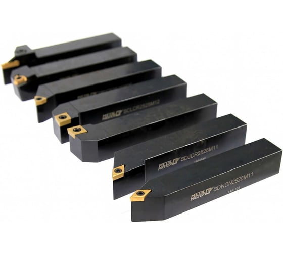 Изображение товара Набор резцов со сменными твердосплавными пластинами TiN (7 шт; 25 мм) MetalMaster 18339