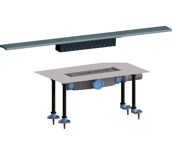 Изображение товара Лоток с горизонтальным выпуском HL DN50, c монтажным комплектом, с фрезированной решеткой из нержавеющей стали толщиной 6 мм серии "Матовая" с вогнутым профилем (уклон в двух плоскостях), L = 1000 мм 53RМ/100