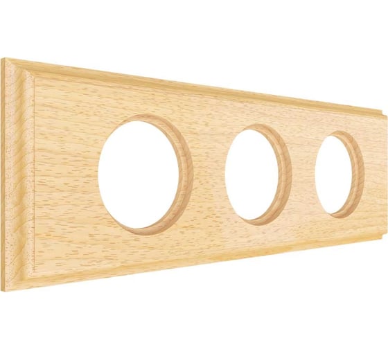 Изображение товара 3х-местная рамка Мезонинъ деревянная для скрытой установки, форма - прямоугольник, цвет бук натуральный, серия Лахта, коллекция "СенатЪ" GE70863-25