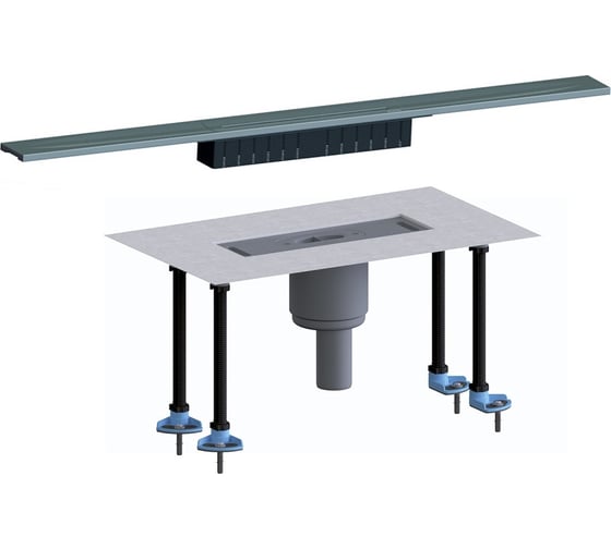 Изображение товара Лоток с вертикальным выпуском HL DN50, c монтажным комплектом, с фрезированной решеткой из нержавеющей стали толщиной 6 мм серии "Матовая" с вогнутым профилем (уклон в двух плоскостях), L = 1000 мм HL 53RVМ/100