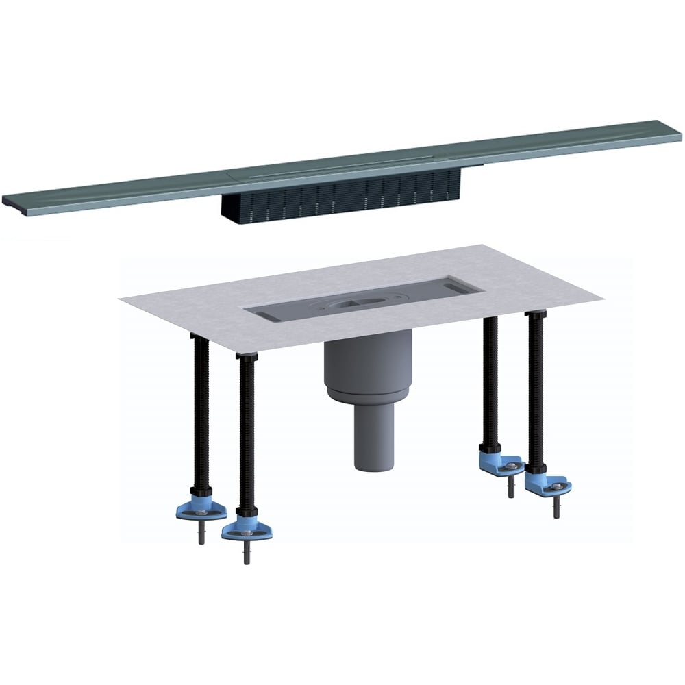 Изображение товара Лоток с вертикальным выпуском HL DN50 серия Матовая 900 мм нержавеющая сталь