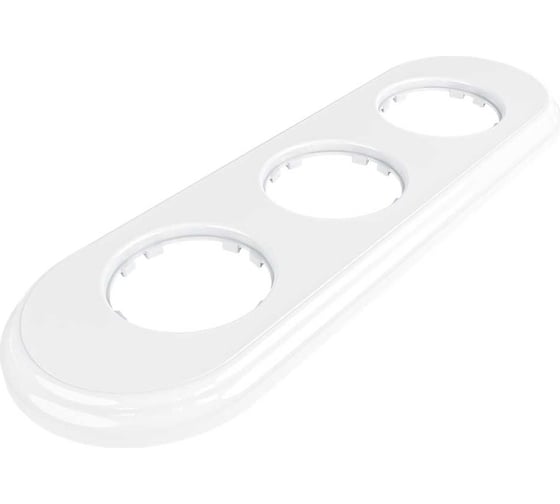 Изображение товара 3х-местная рамка Мезонинъ пластиковая, для скрытой установки, овал, цвет белый, серия ЛАХТА GE35703-01