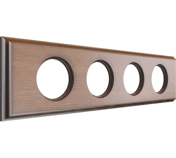 Изображение товара 4х-местная рамка Мезонинъ деревянная для скрытой установки, форма - прямоугольник, цвет темный дуб, серия Лахта, коллекция "СенатЪ" GE70864-26