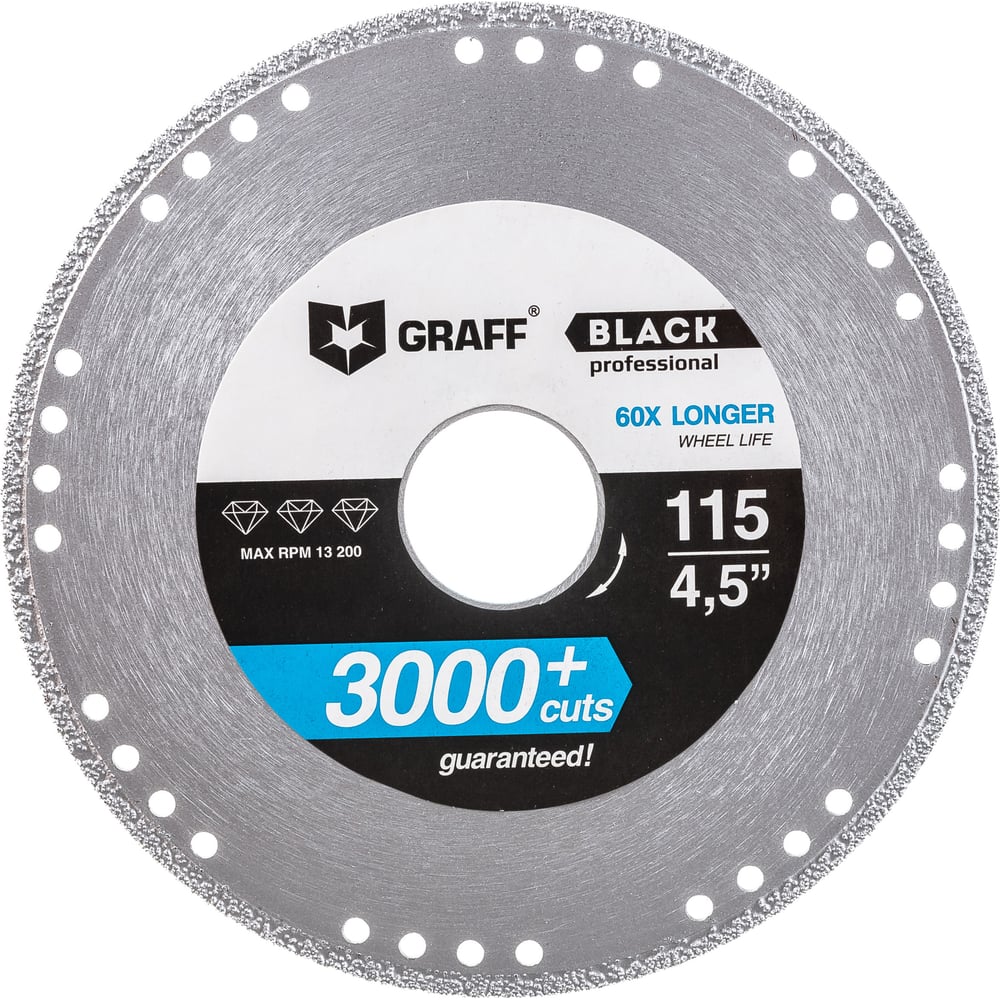 Изображение товара Диск отрезной алмазный по металлу GRAFF black115 115 мм 22.2 мм для УШМ