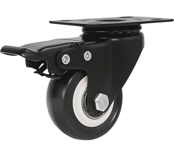 Изображение товара Колесо поворотное Brante 40 мм, на площадке, с тормозом, черный, с подшипником 107254