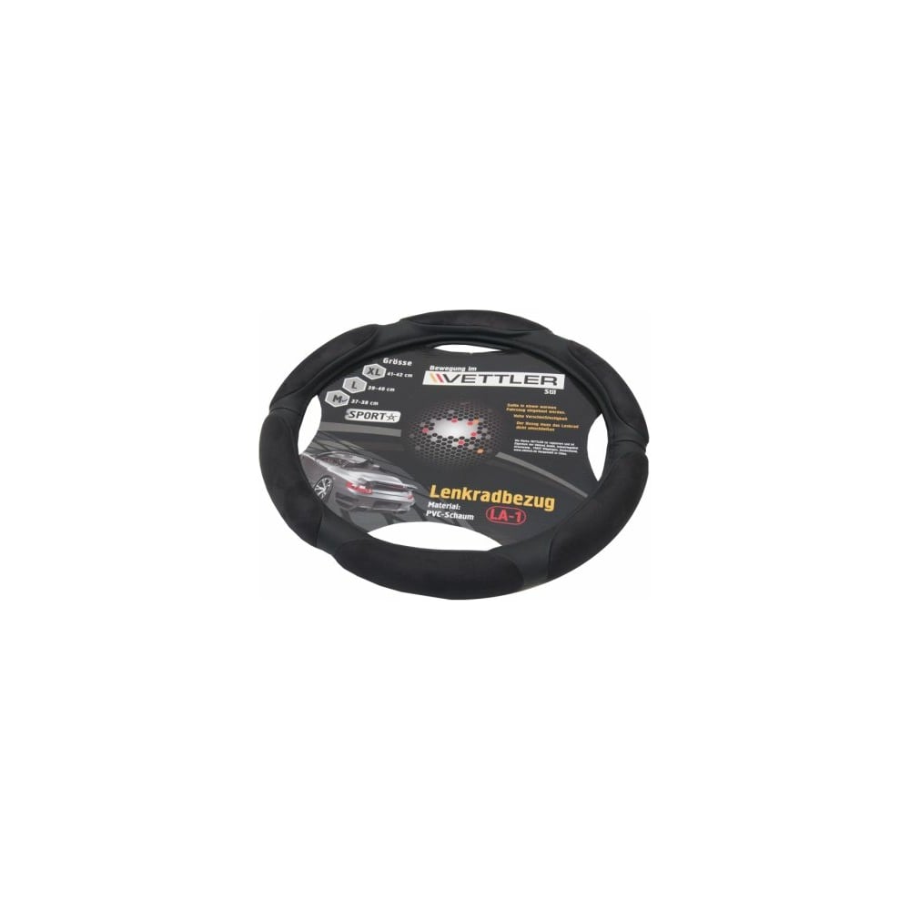 фото Оплетка на руль vettler sport m 37-38 см, 2108-15, pvc, 6 подушек, черный mla1black