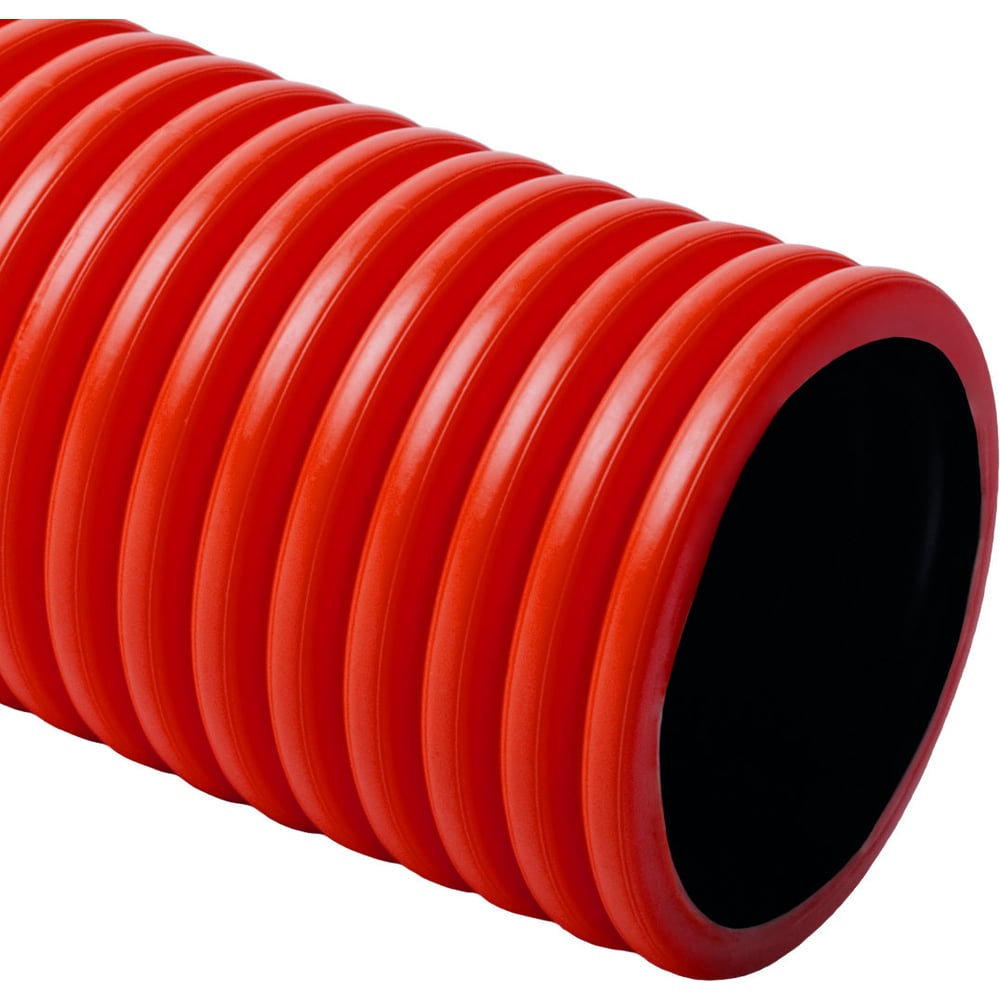 Изображение товара Гибкая двустенная труба KOPOS D75мм, красная, протяжка, муфта, бухта 50м