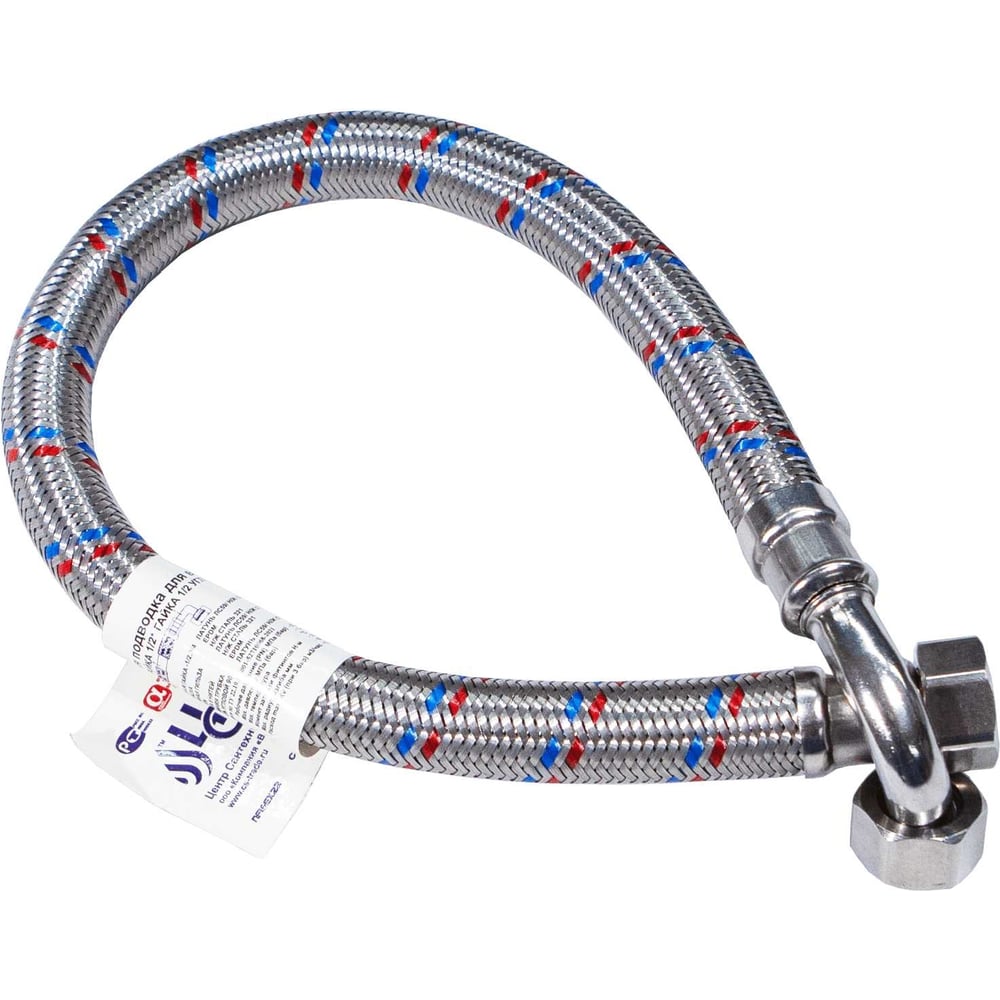 Изображение товара Гибкая подводка для воды ЦС ГИГАНТ 19 1/2''Г х 1/2''Г, длина 120 см, стойкая к высоким температурам