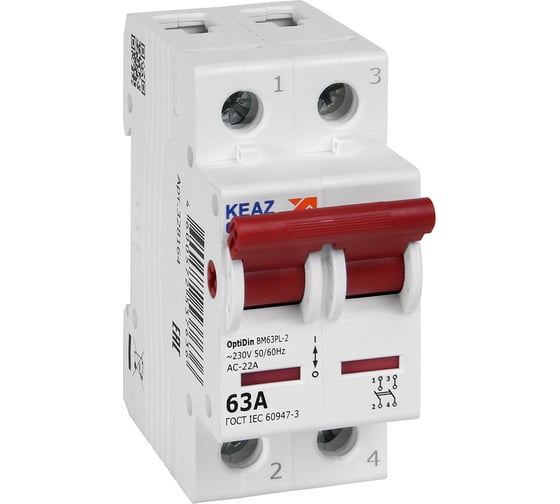 Изображение товара Выключатель нагрузки КЭАЗ модульный OptiDin BM63PL-263-УХЛ3 (ВМ63PL) 328164