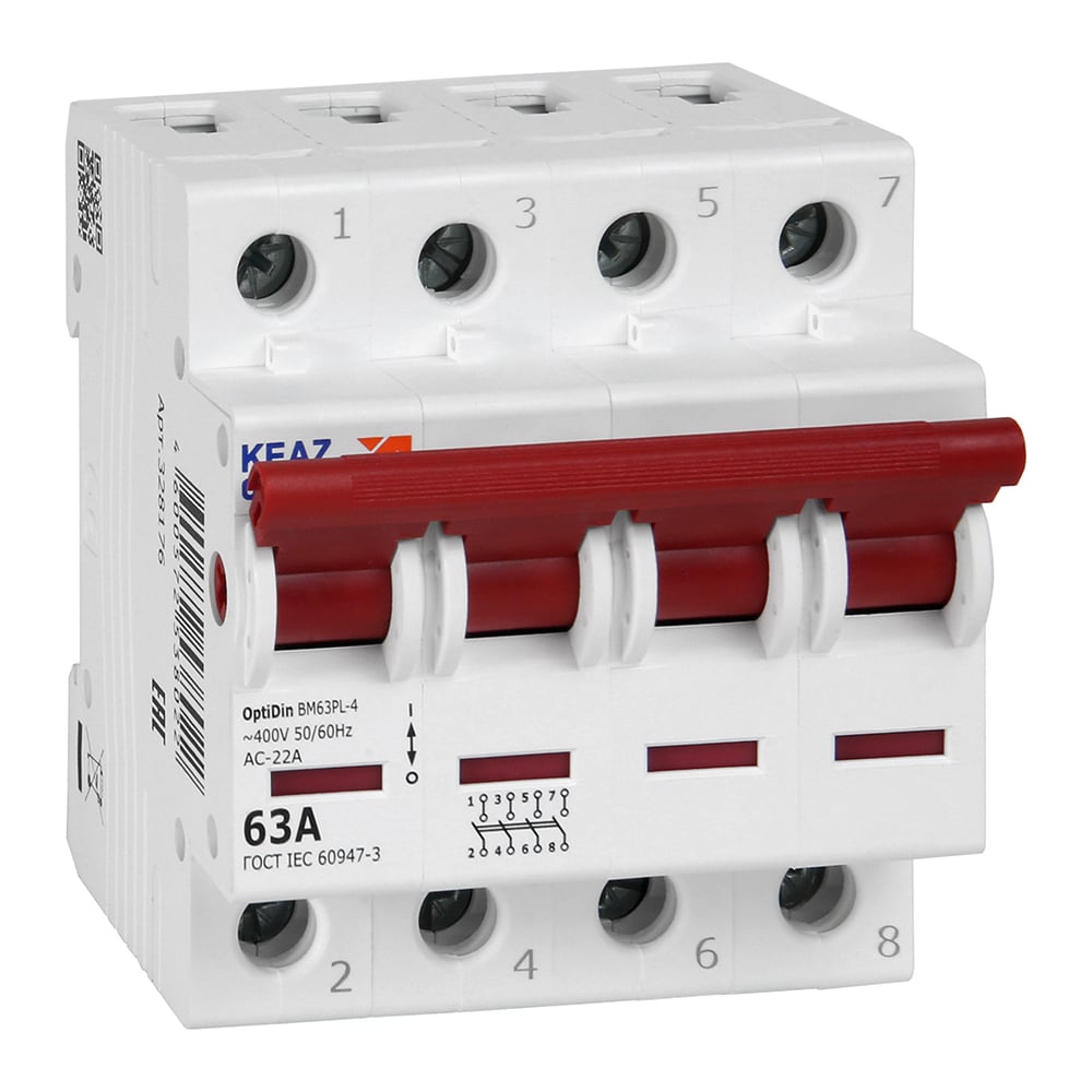 Изображение товара Выключатель нагрузки КЭАЗ модульный OptiDin BM63PL-463-УХЛ3