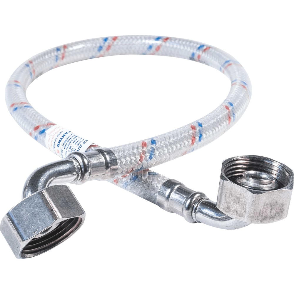 Изображение товара Гибкая подводка для воды ЦС 3/4 дюйма 60 см нейлон сталь гайка угловая