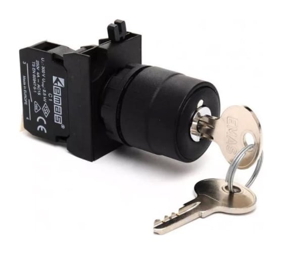Изображение товара Кнопка с ключом Emas 2-0-1, возвратная, 250 В AC, 4 А CP101AA32