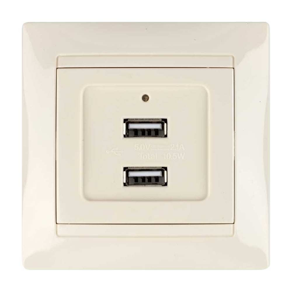 Изображение товара Розетка USB с двумя портами TDM ELECTRIC SQ1815-0141 слоновая кость миниатюрная
