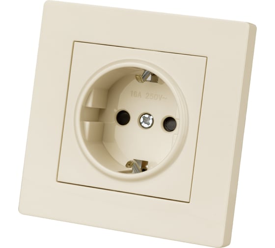 Изображение товара Розетка TDM ELECTRIC 2П+З 16А 250В с защ. шт. слоновая кость "Сенеж" SQ1816-0133