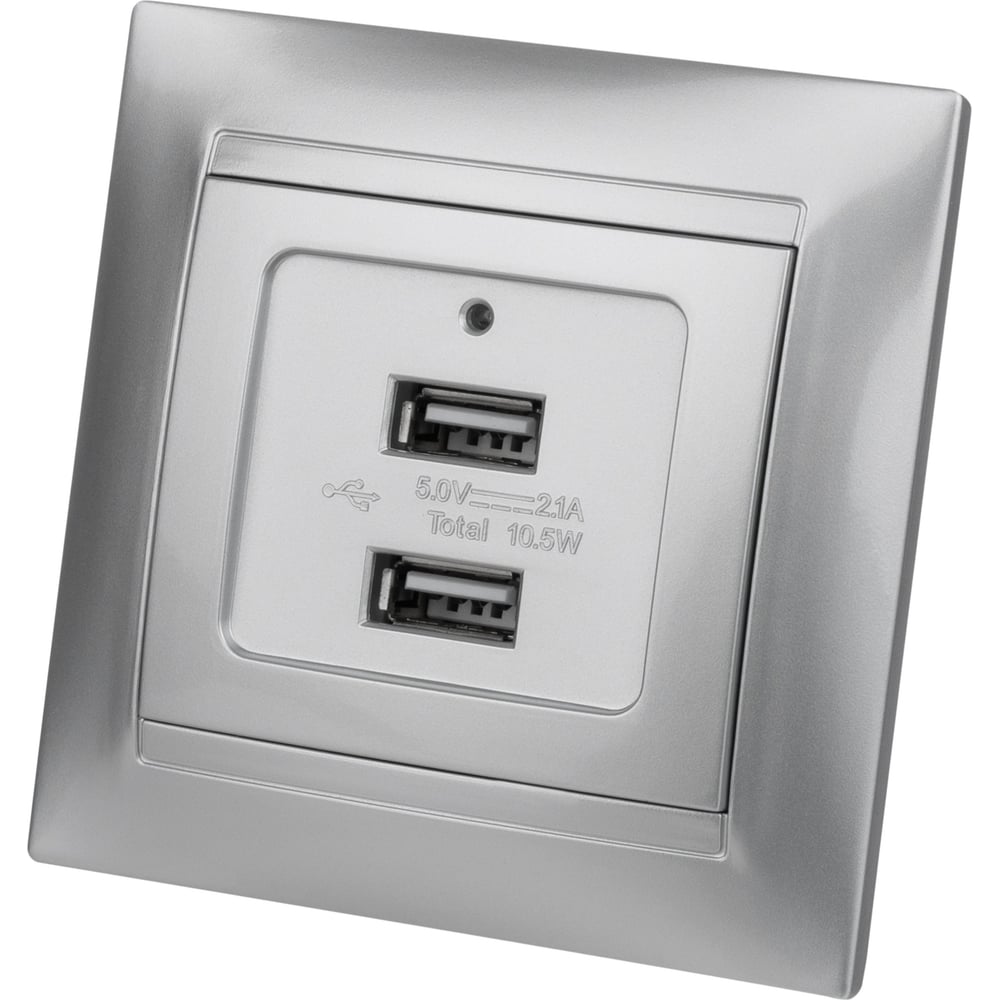 Изображение товара Розетка TDM ELECTRIC 2USB порт 2,1А 5В металлик Лама SQ1815-0241