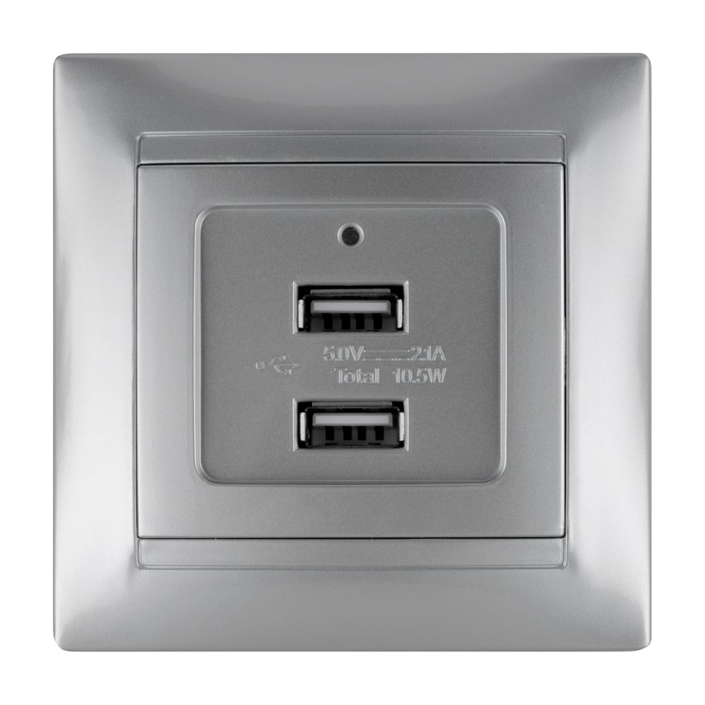 Розетка TDM ELECTRIC 2USB порт 2,1А 5В металлик "Лама" SQ1815-0241