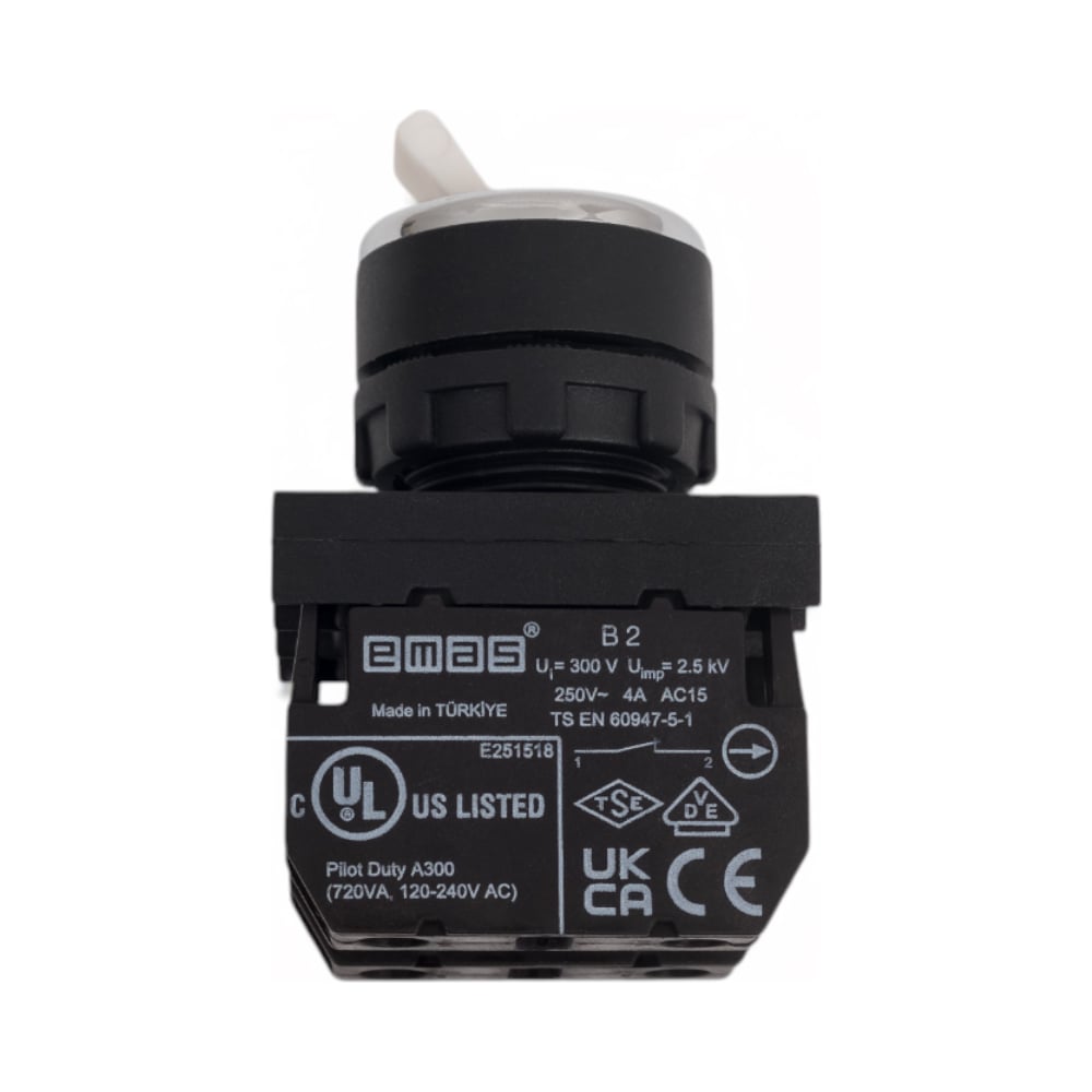 Изображение товара Кнопка-тумблер Emas серия B 1НО+1НЗ 250 В AC 4 А черная с фиксацией